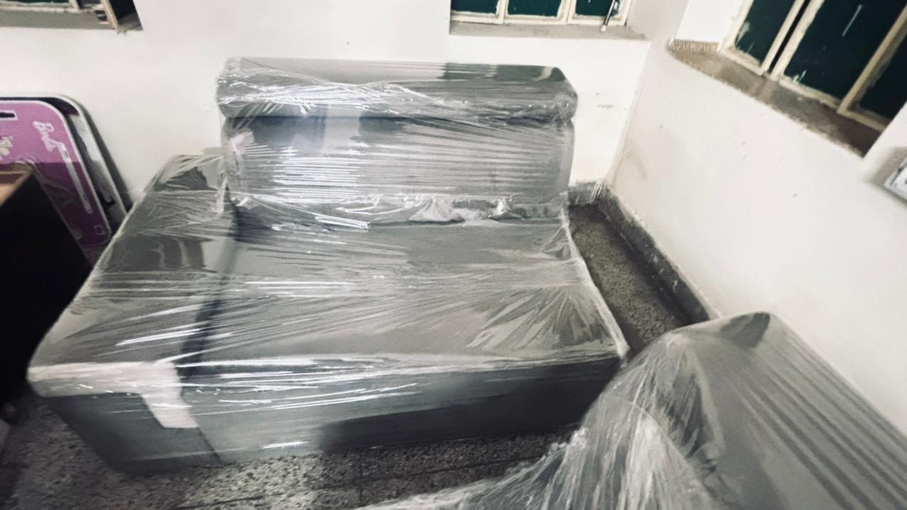 Multi-layer stretch wrap sofa packing