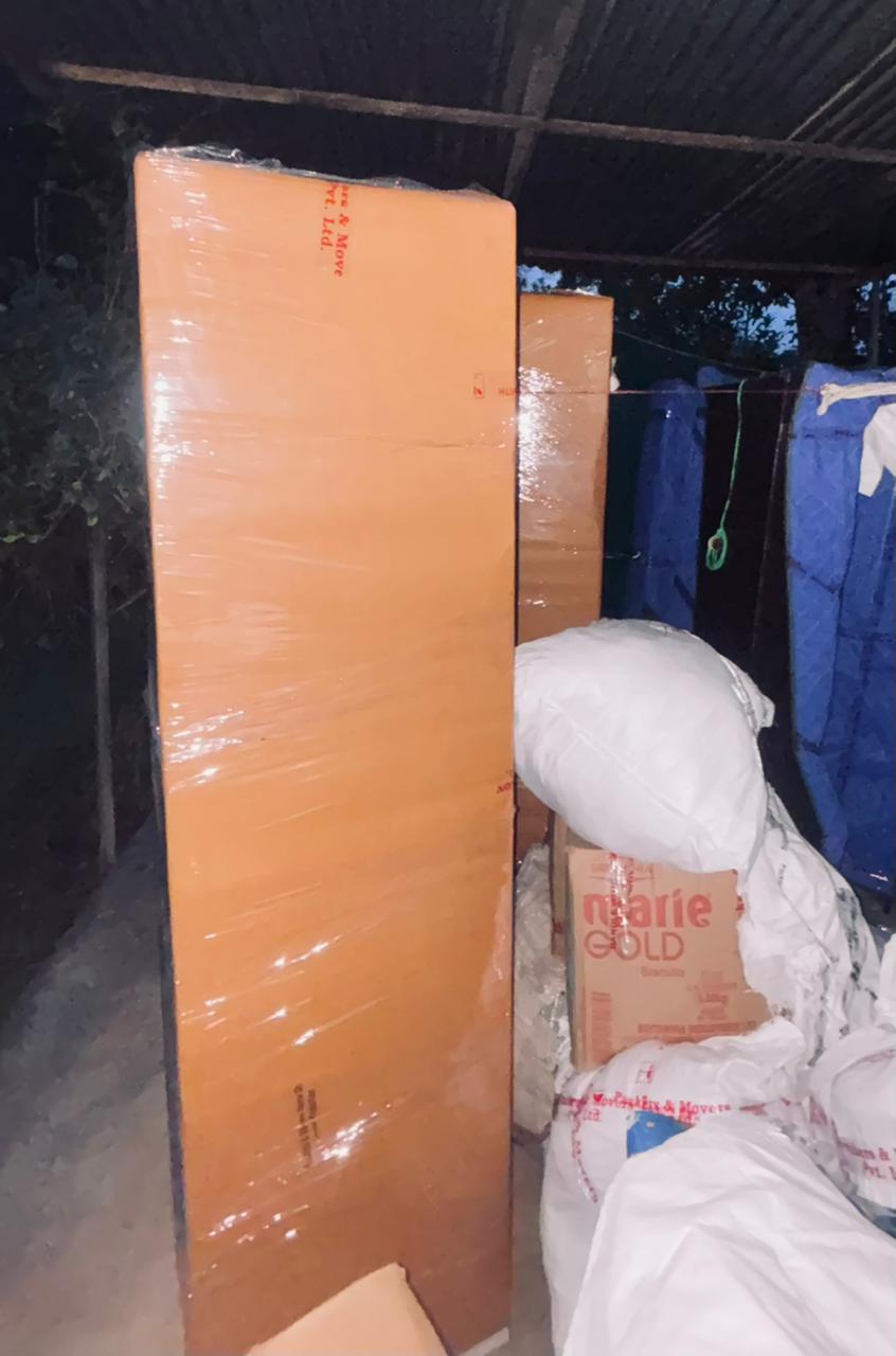 Tall wooden wardrobe heavy packing